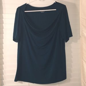 Teal drape neck knit top